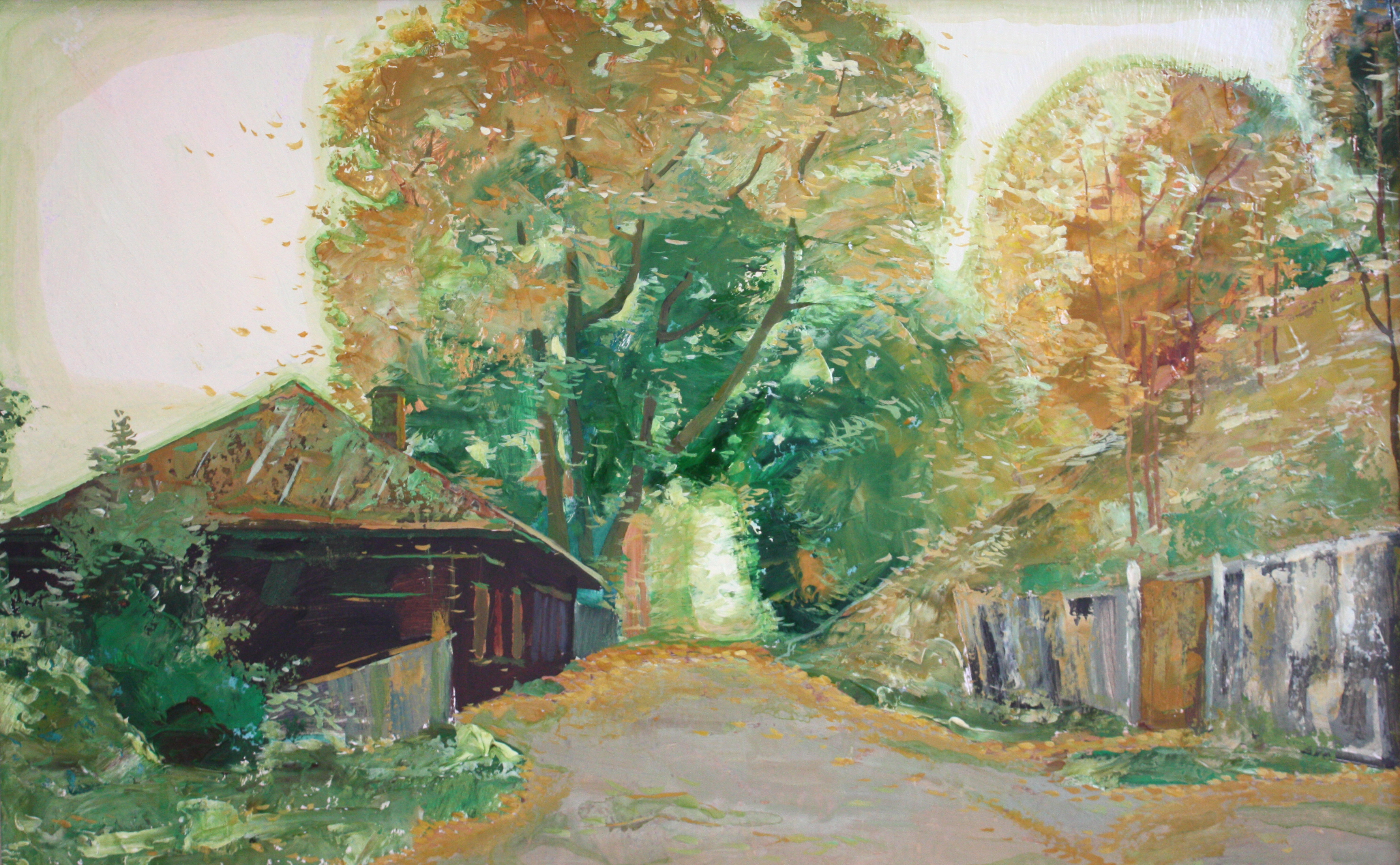 Вербин А. И. Улица Ленина. Картон, масло. 49,5х80