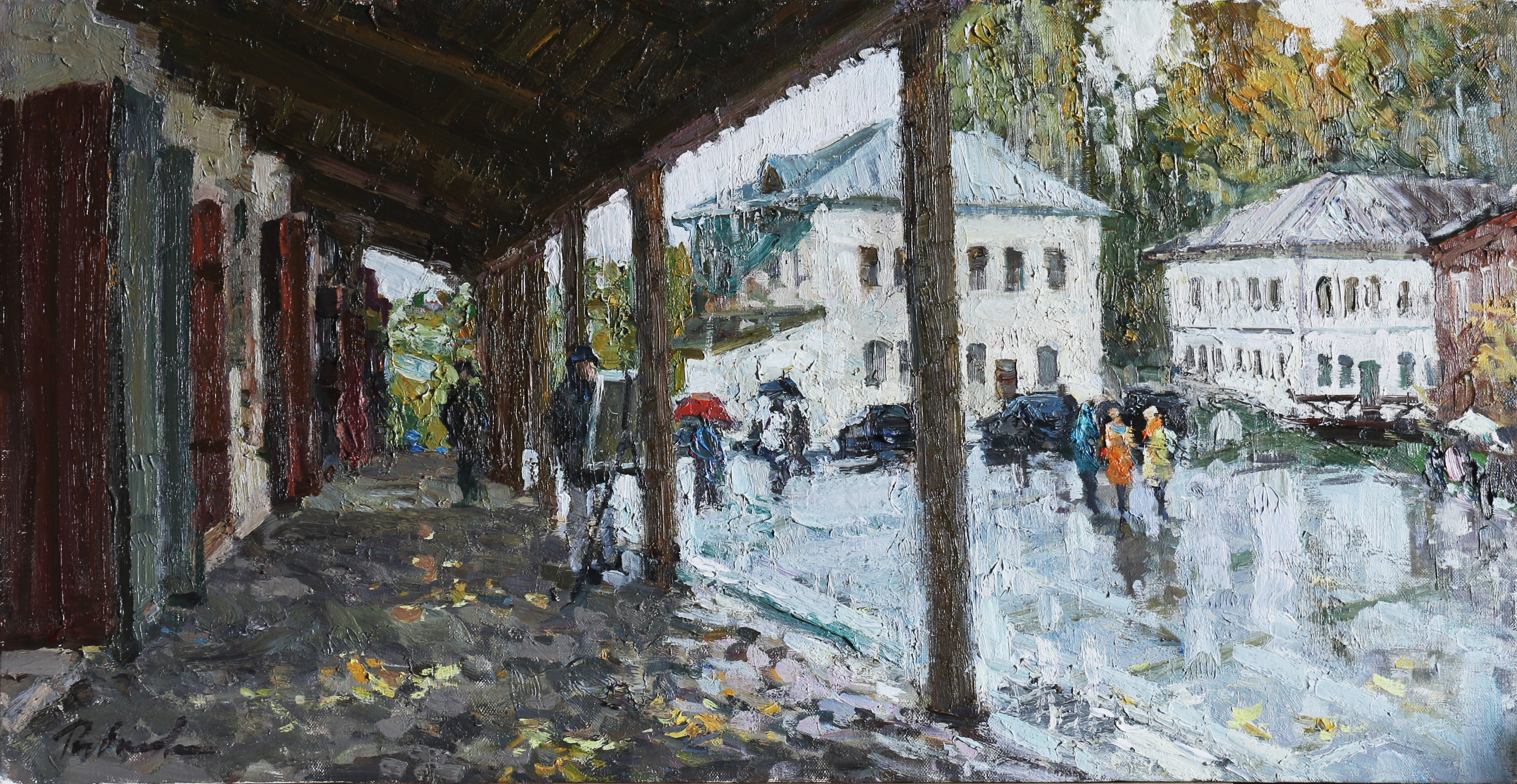 Рыбакова И. В. Торговая площадь в Плёсе. 2016. Холст, масло. 40х79,5