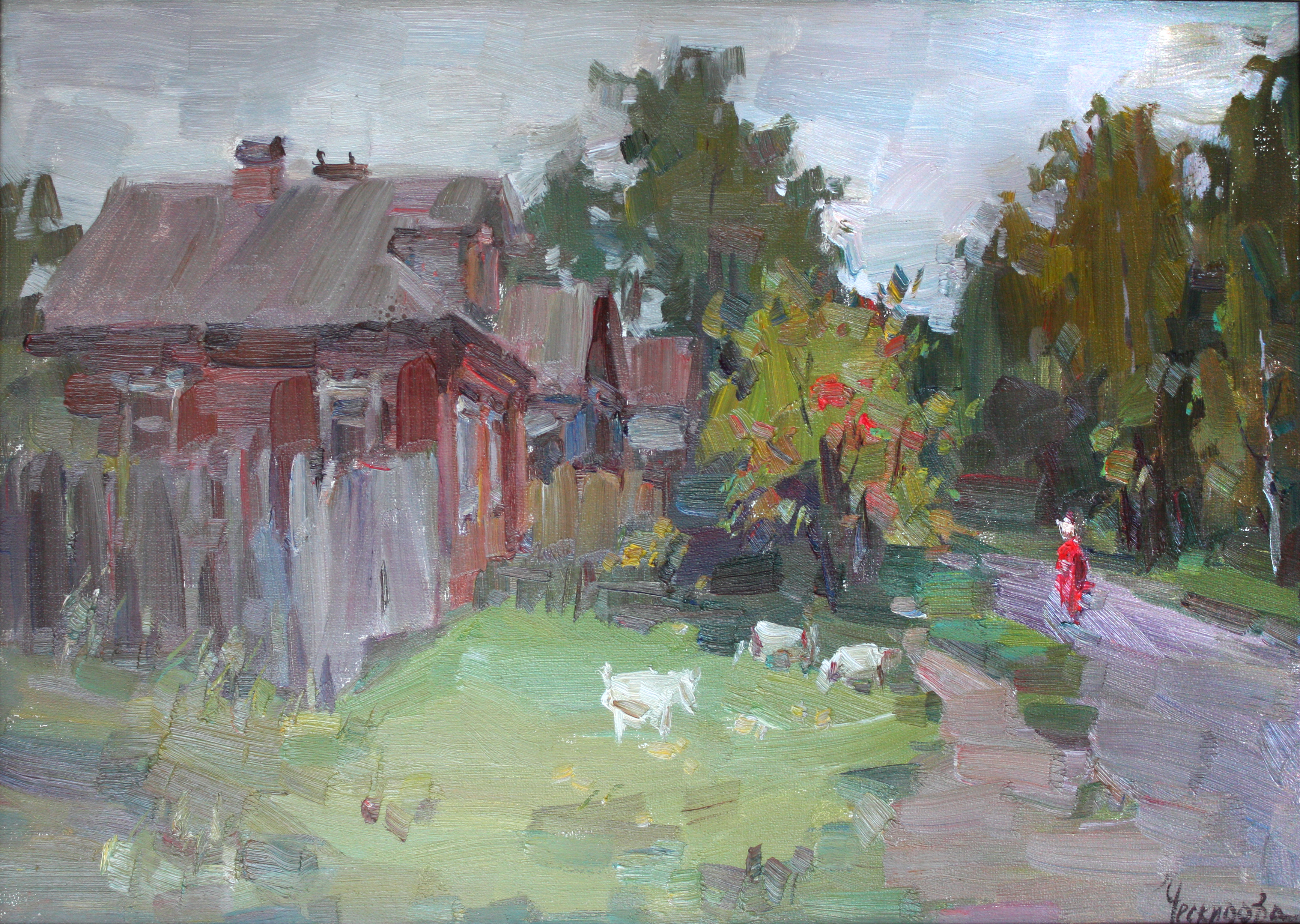 Ческидова О. Ю. Плёсская улица. 2006. Картон, масло. 35х50 