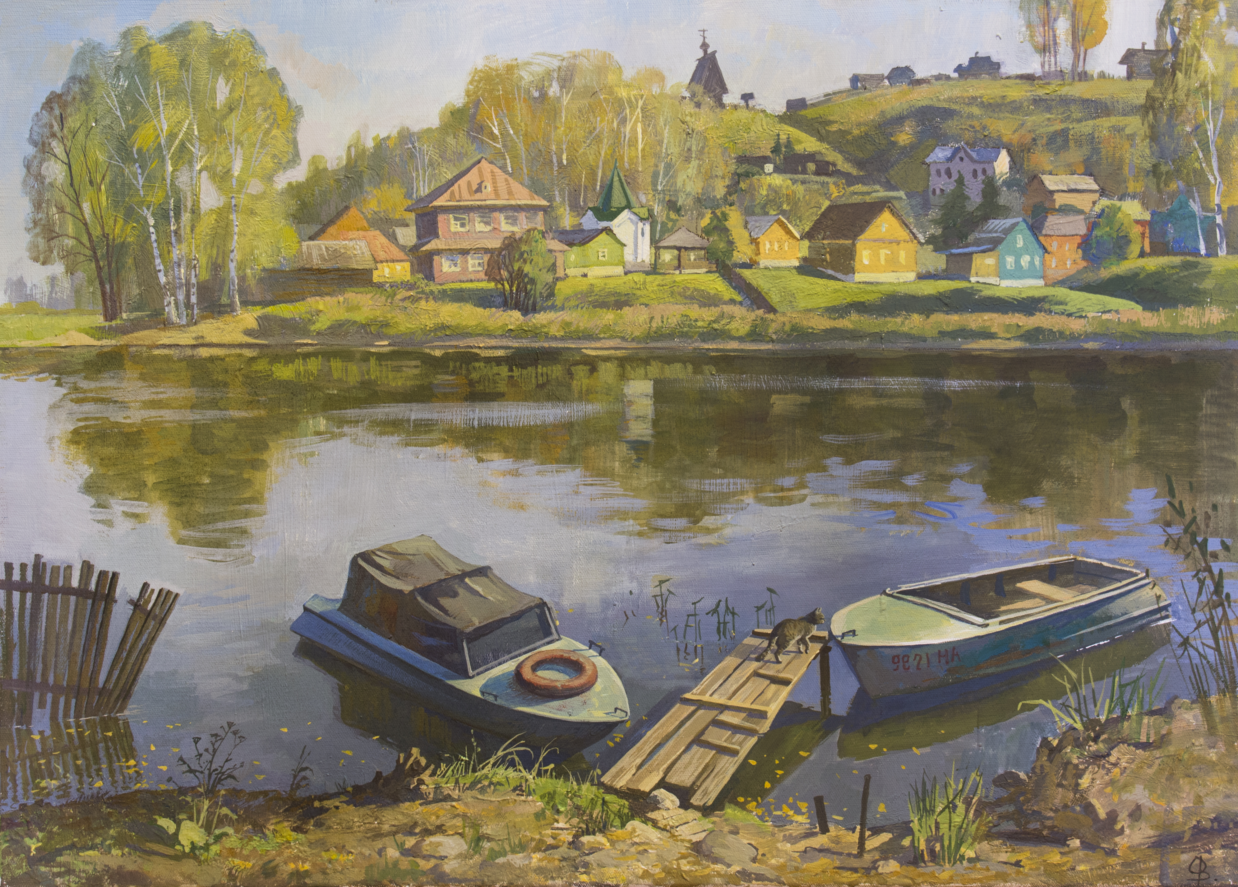 Васильева О. А. Лодки. Плёс. 2012. Х., темпера. 50х70