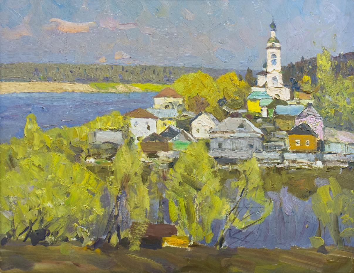 Агеев М.С. Весенний Плёс. 1970-е гг. Картон, масло. 40х50