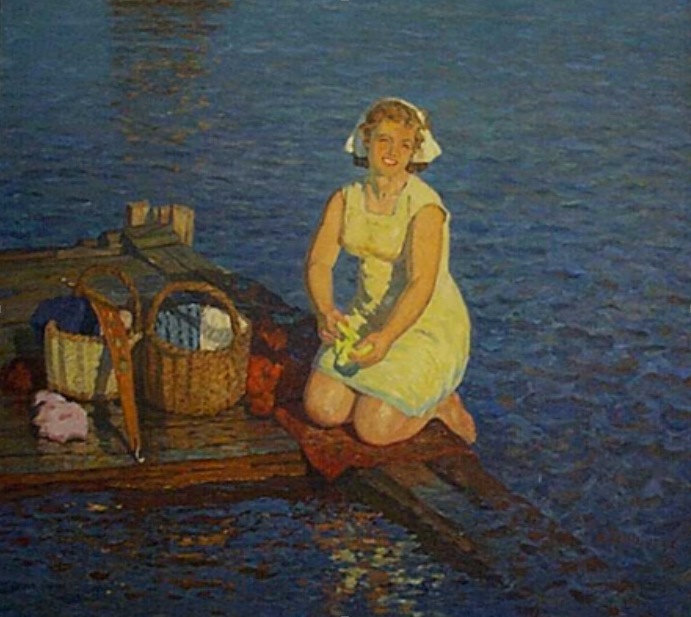 Белых А. П. На Волге вечером. 1995-1997 гг. Холст, масло. 109х120