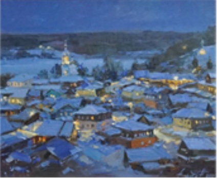 Андреев Н.Л. Вечерние огни Плёса. 2022. Холст, масло. 50х60