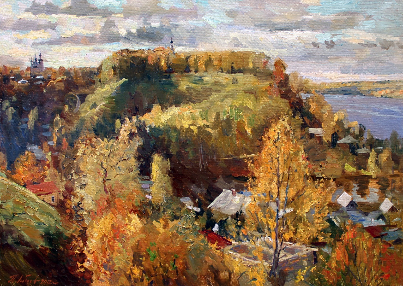 Любаев П. С. Вид на Плёс с горы Левитана. 2012. Х., м. 50х70