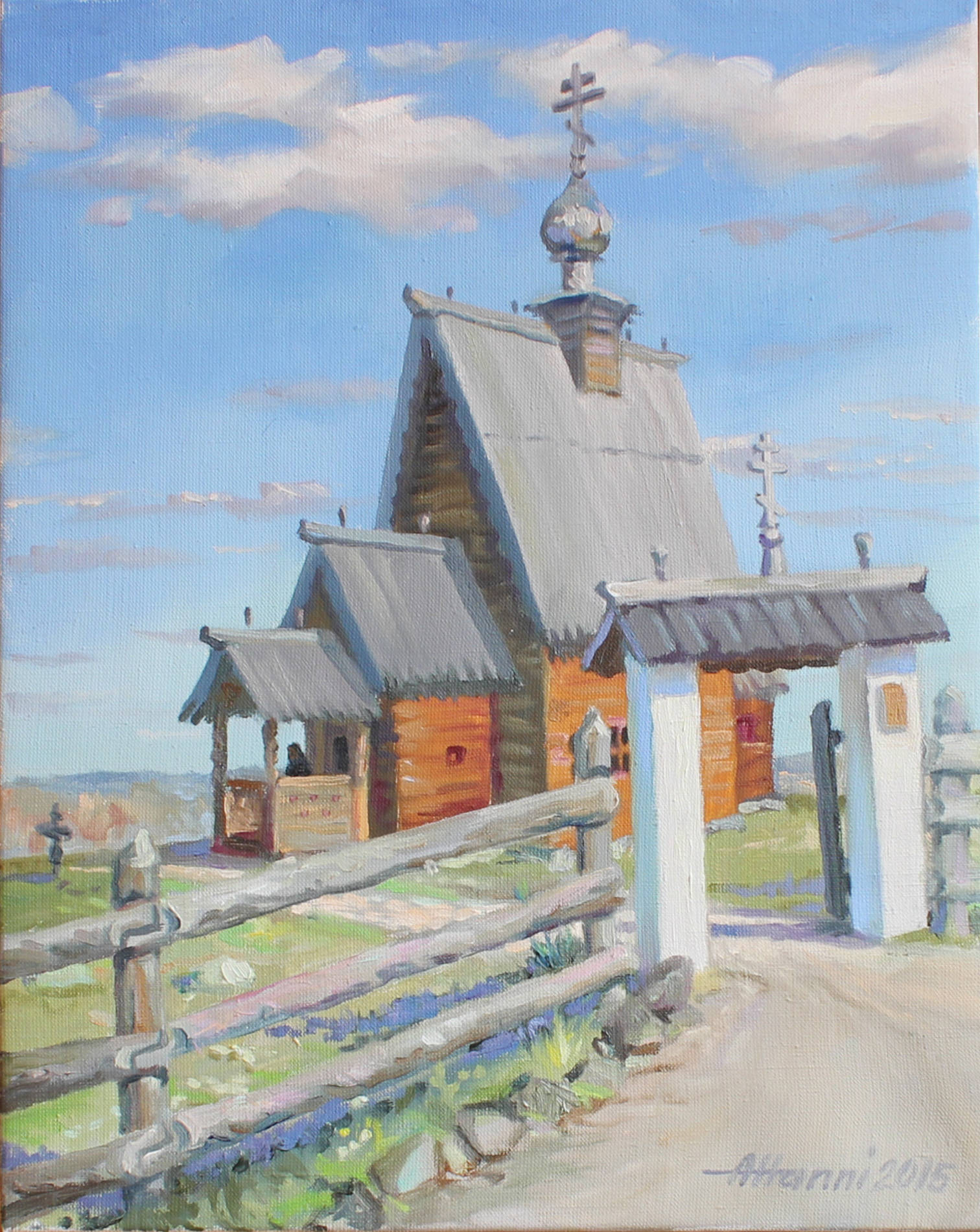 Ханни Аарне. Ворота у Воскресенской церкви. 2015. Холст, масло. 48х38