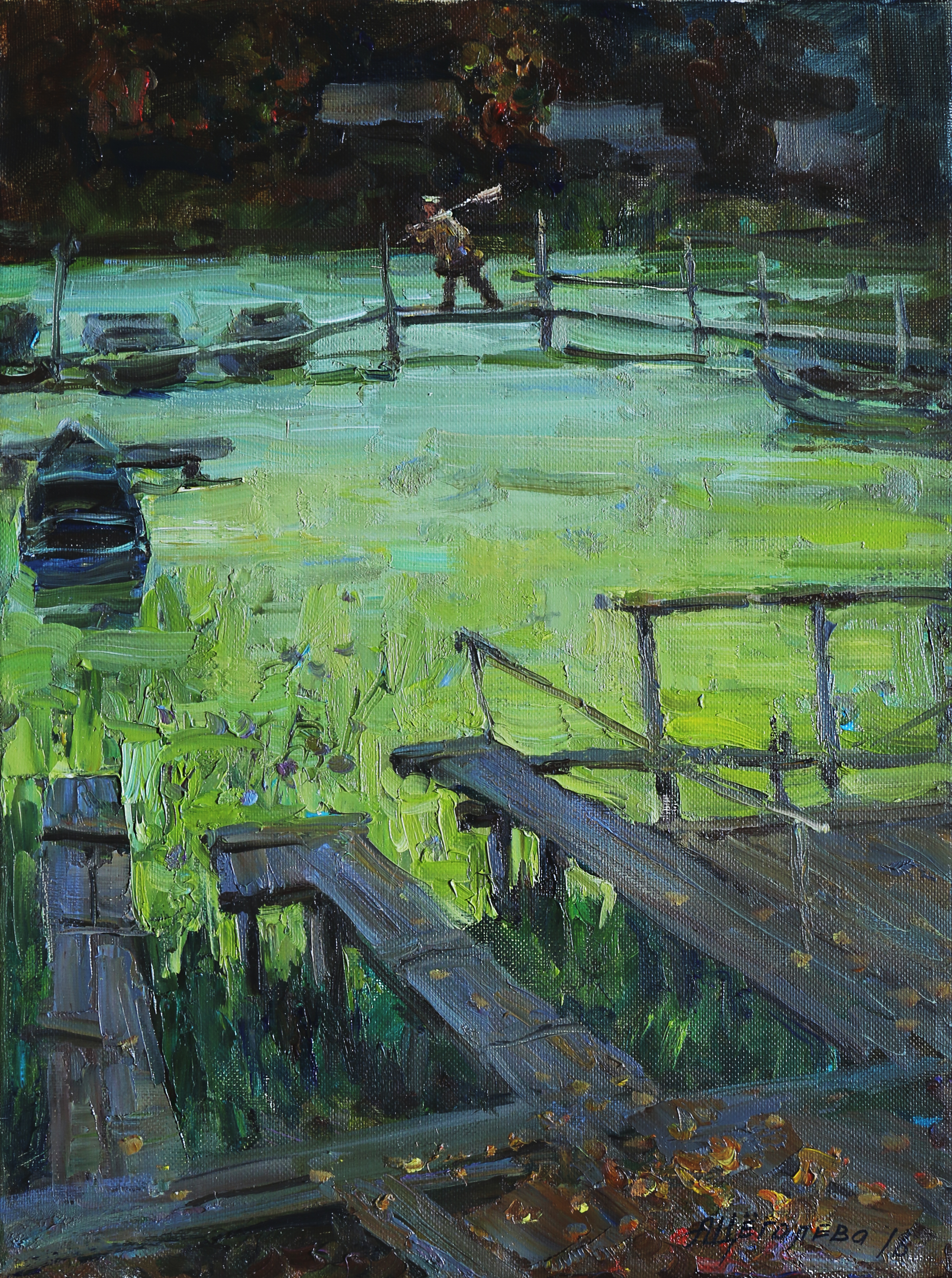 Щёголева А. С. На рыбалку. 2016. Х., м. 59,5х44,5