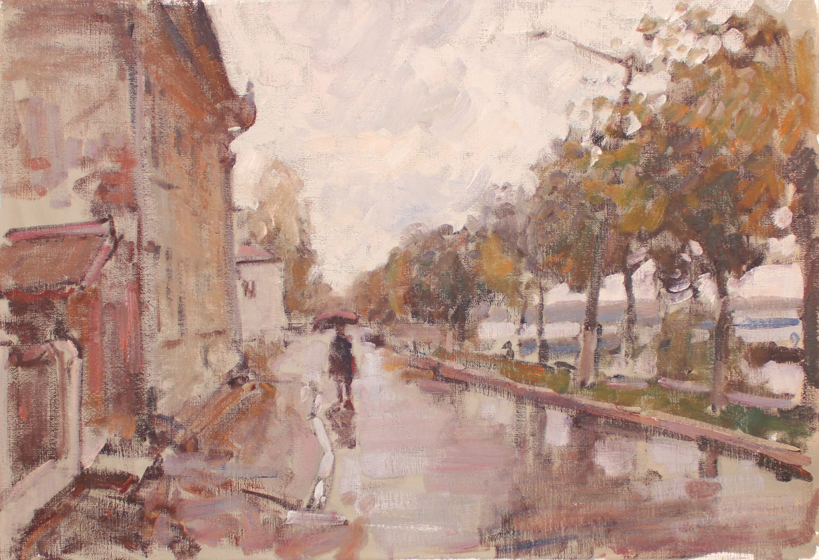 Фенске Бенджамин Джонатан. Улица. Дождь. 2013. Холст, масло. 40х60